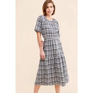 Just Female Anthropologie Hamilton Cut Out Gingham Midi Dress